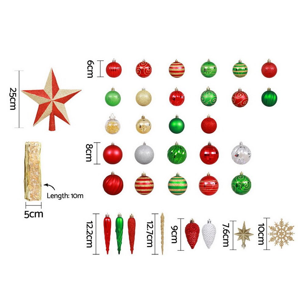 Jingle Jollys 155pcs Christmas Tree Decorations Set Baubles Ornaments Party - casaculinary