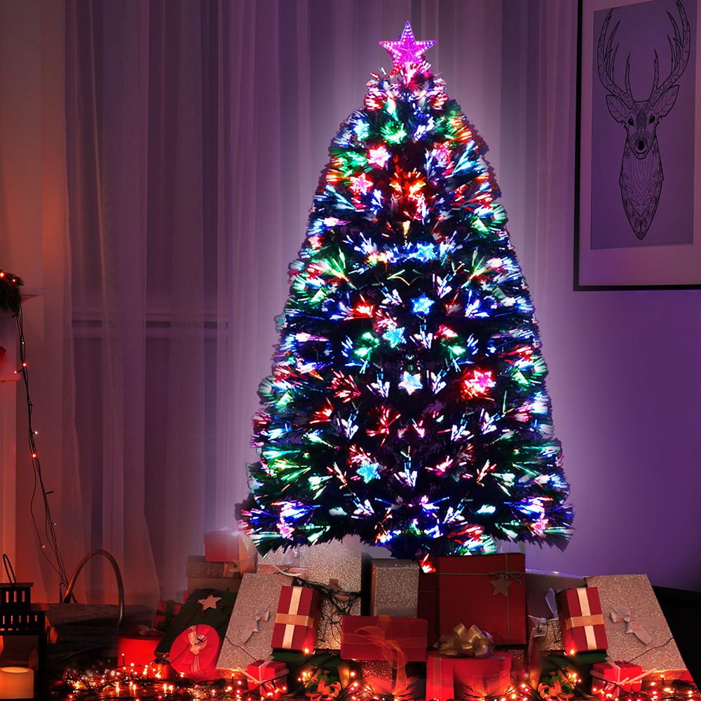 Jingle Jollys 1.5m Christmas Tree Optic Fibre LED Xmas tree Multi Colour - casaculinary