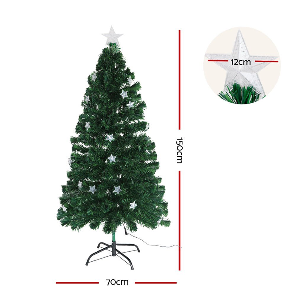 Jingle Jollys 1.5m Christmas Tree Optic Fibre LED Xmas tree Multi Colour - casaculinary