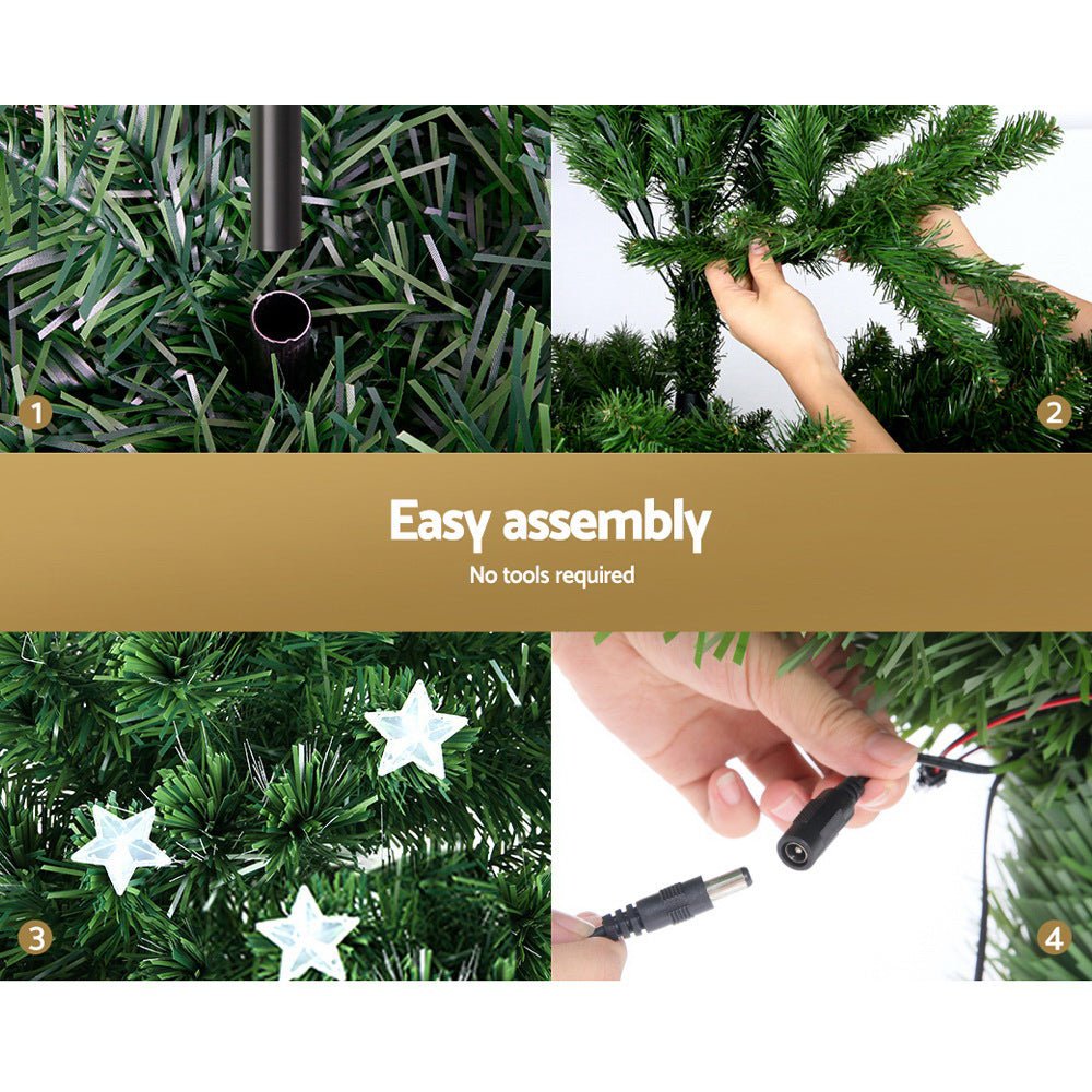 Jingle Jollys 1.5m Christmas Tree Optic Fibre LED Xmas tree Multi Colour - casaculinary