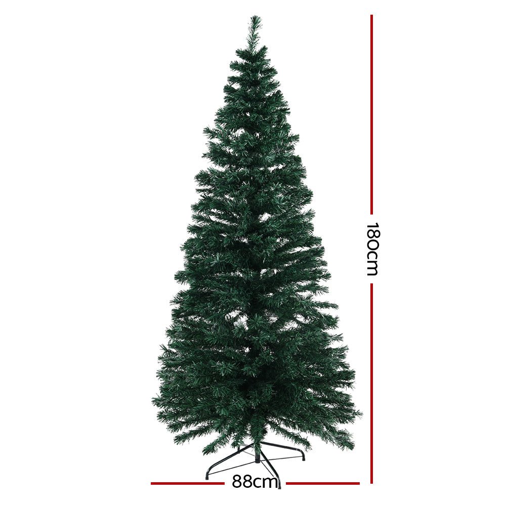 Jingle Jollys 1.8m Christmas Tree Optic Fibre LED Xmas tree 300 Tips - casaculinary