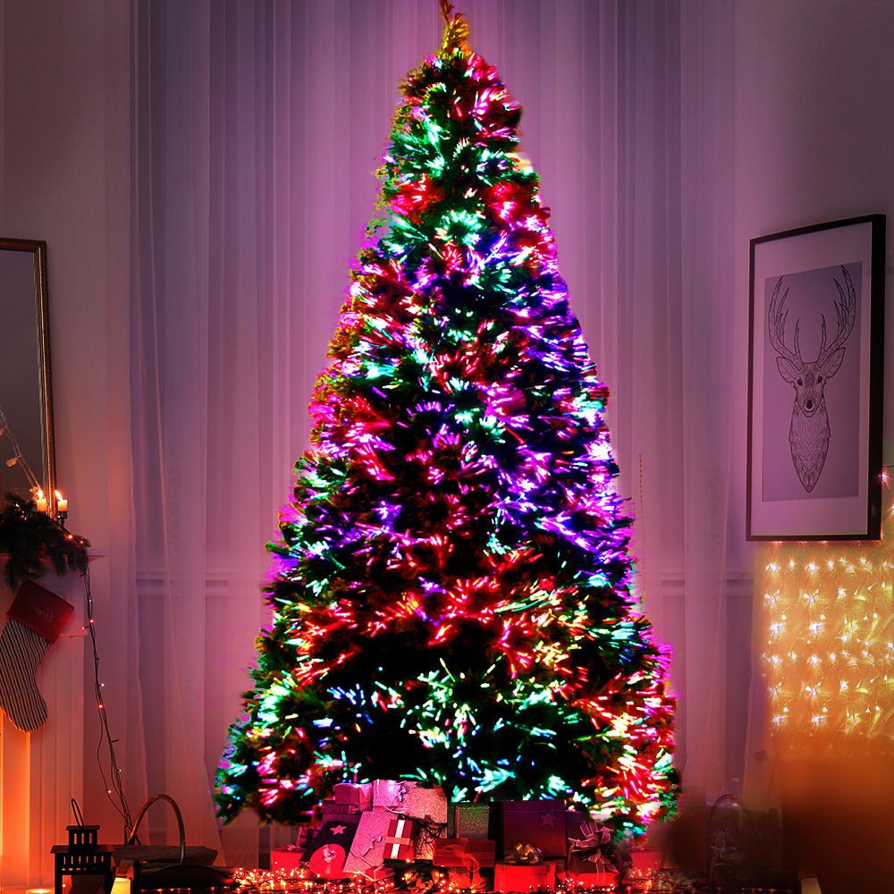 Jingle Jollys 1.8m Christmas Tree Optic Fibre LED Xmas tree 300 Tips - casaculinary