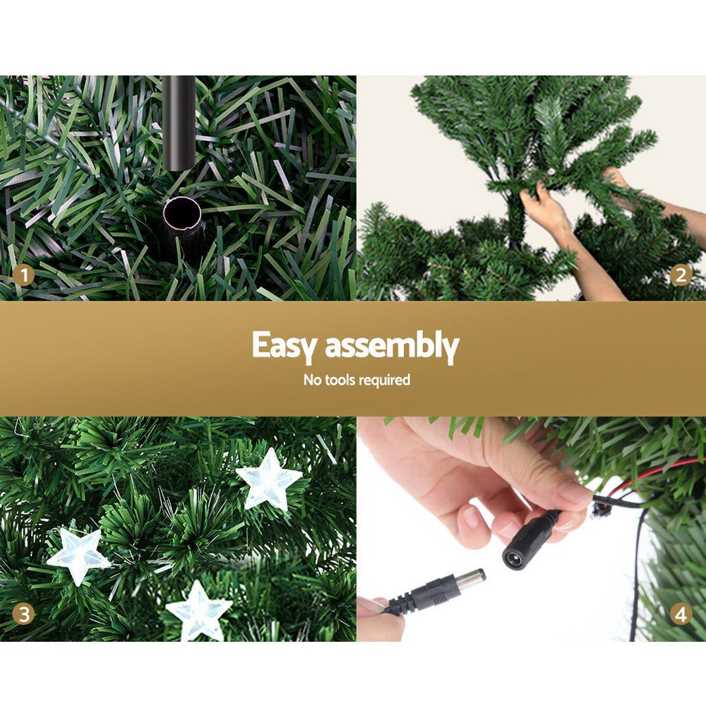 Jingle Jollys 2.1m Christmas Tree Optic Fibre LED Xmas tree Multi Colour - casaculinary