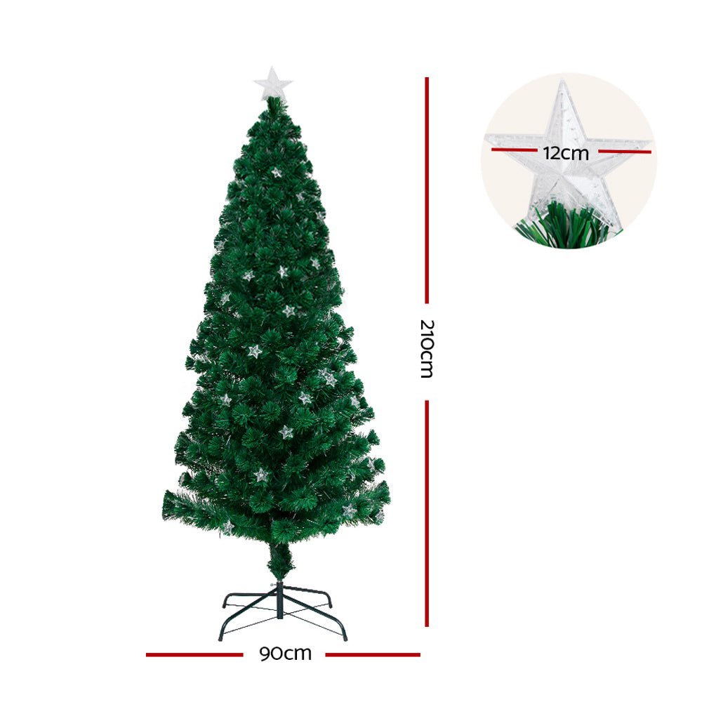 Jingle Jollys 2.1m Christmas Tree Optic Fibre LED Xmas tree Multi Colour - casaculinary