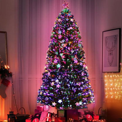 Jingle Jollys 2.1m Christmas Tree Optic Fibre LED Xmas tree Multi Colour - casaculinary