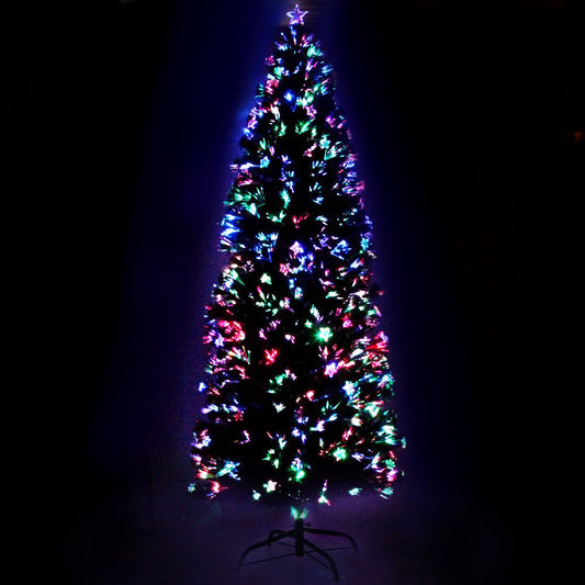 Jingle Jollys 2.4m Christmas Tree Optic Fibre LED Xmas tree Multi Colour - casaculinary