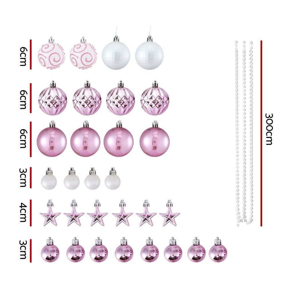 Jingle Jollys 33pcs Christmas Tree Decorations Set Baubles Ornaments Party Pink - casaculinary