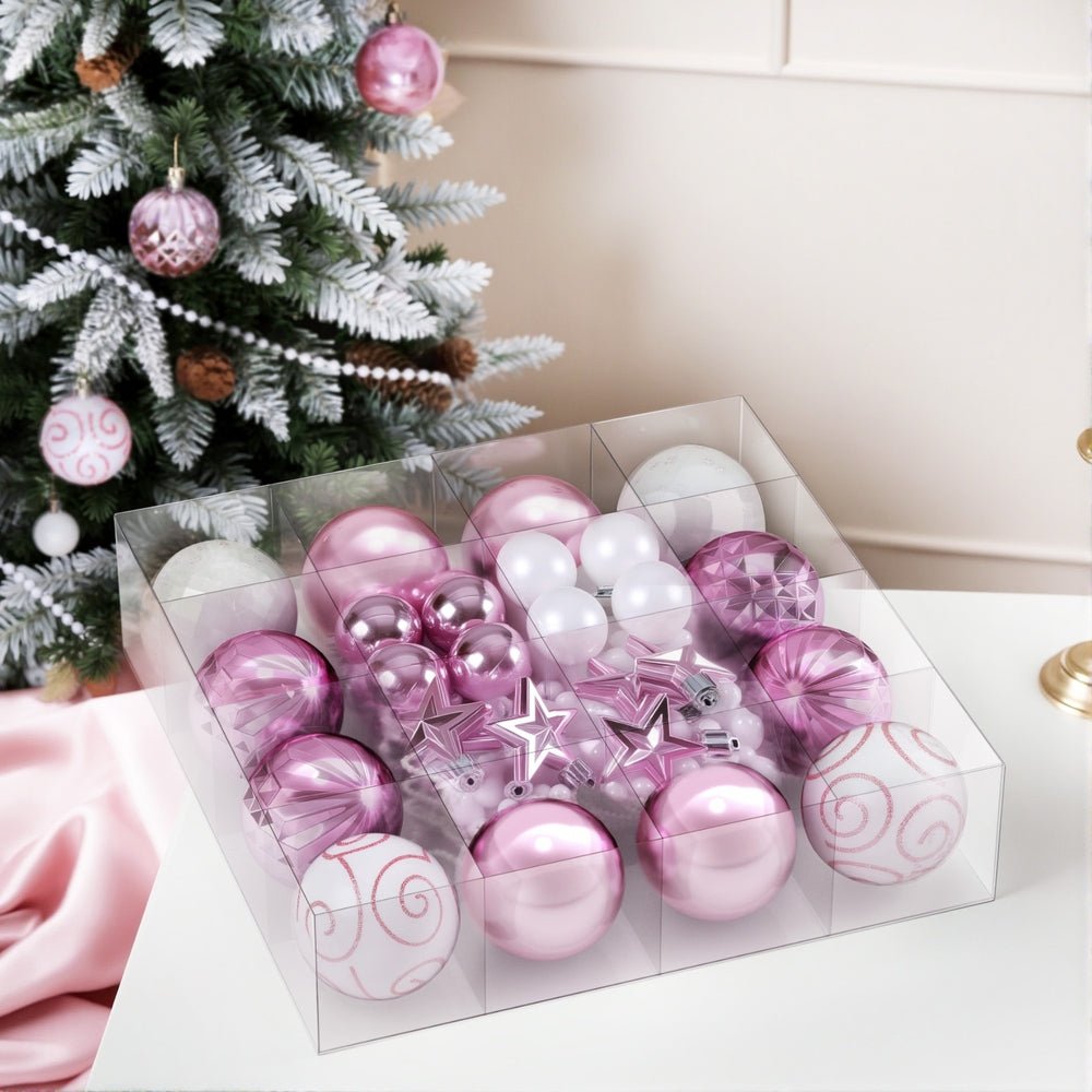 Jingle Jollys 33pcs Christmas Tree Decorations Set Baubles Ornaments Party Pink - casaculinary