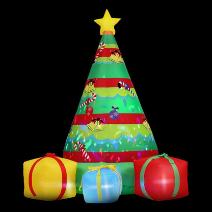 Jingle Jollys Christmas Inflatable Gift Tree 2.2M Height Flashing Light Decorations Illuminated - casaculinary