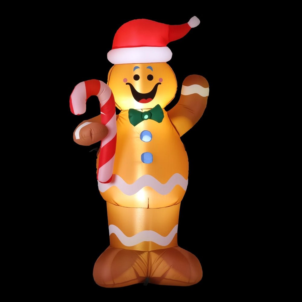 Jingle Jollys Christmas Inflatable Gingerbread Man 1.5M Height LED Decorations Illuminated - casaculinary