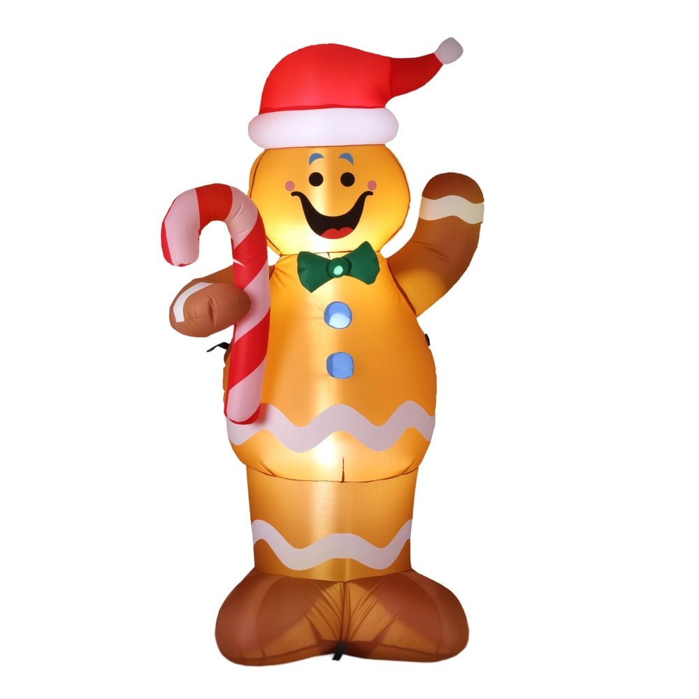 Jingle Jollys Christmas Inflatable Gingerbread Man 1.5M Height LED Decorations Illuminated - casaculinary