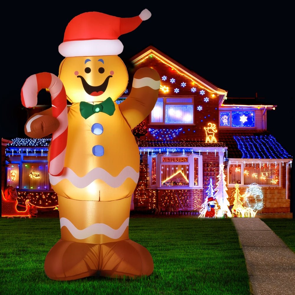 Jingle Jollys Christmas Inflatable Gingerbread Man 1.5M Height LED Decorations Illuminated - casaculinary