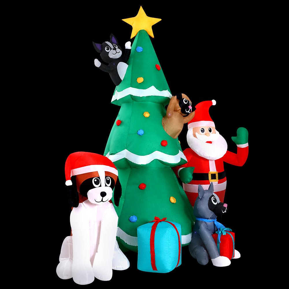 Jingle Jollys Christmas Inflatable Santa Tree 3M Illuminated Decorations - casaculinary
