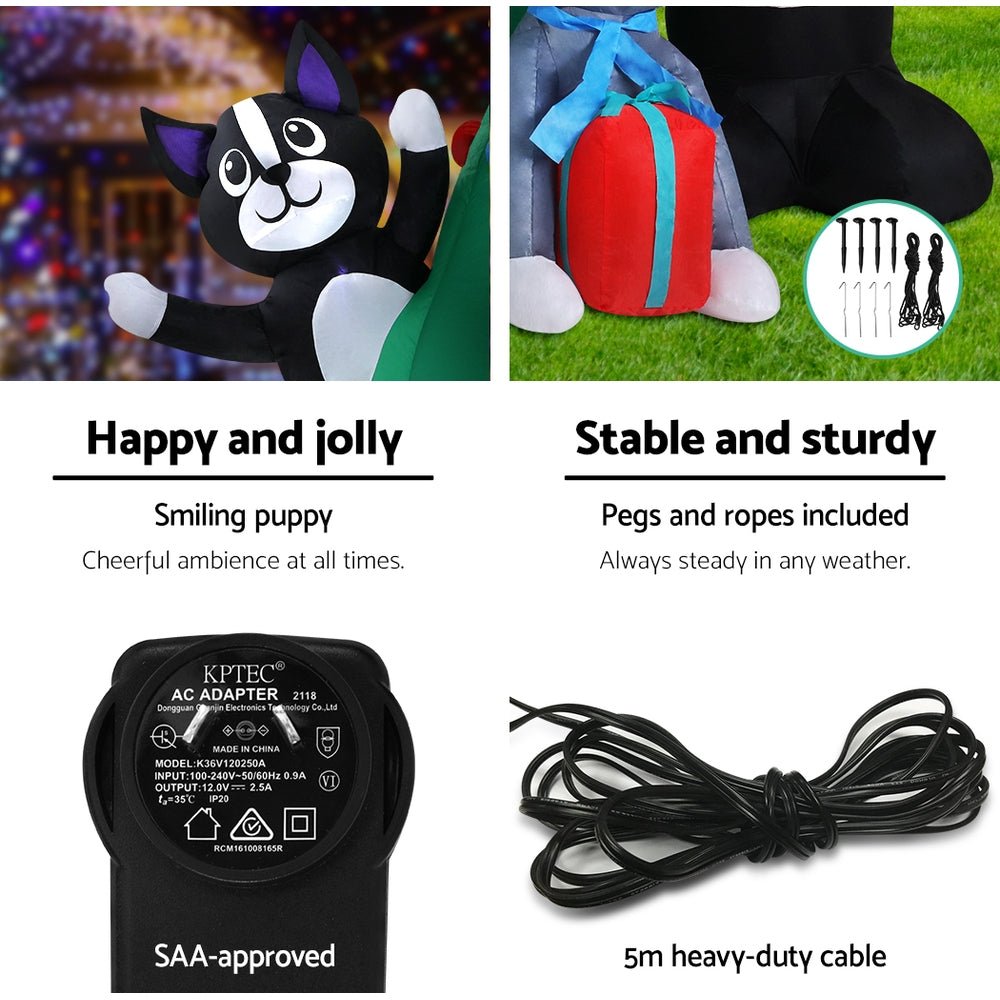 Jingle Jollys Christmas Inflatable Santa Tree 3M Illuminated Decorations - casaculinary