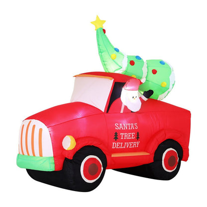 Jingle Jollys Christmas Inflatable Santa Truck 1.6M Height LED Decorations Illuminated - casaculinary