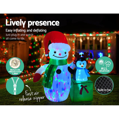 Jingle Jollys Christmas Inflatable Snowman 1.8M Illuminated Decorations - casaculinary