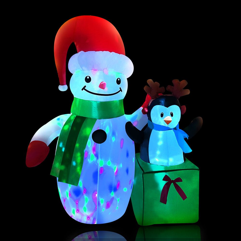 Jingle Jollys Christmas Inflatable Snowman 1.8M Illuminated Decorations - casaculinary