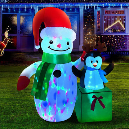 Jingle Jollys Christmas Inflatable Snowman 1.8M Illuminated Decorations - casaculinary