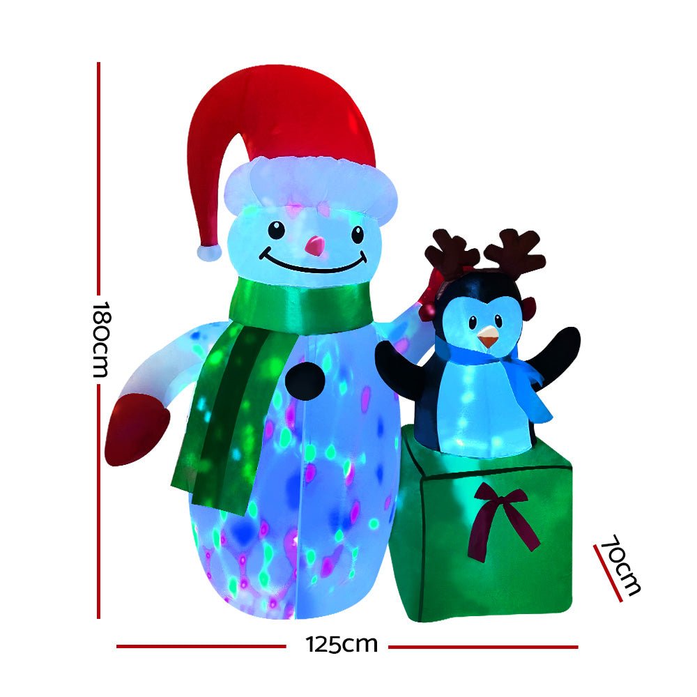 Jingle Jollys Christmas Inflatable Snowman 1.8M Illuminated Decorations - casaculinary