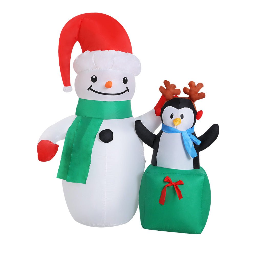 Jingle Jollys Christmas Inflatable Snowman 1.8M Illuminated Decorations - casaculinary