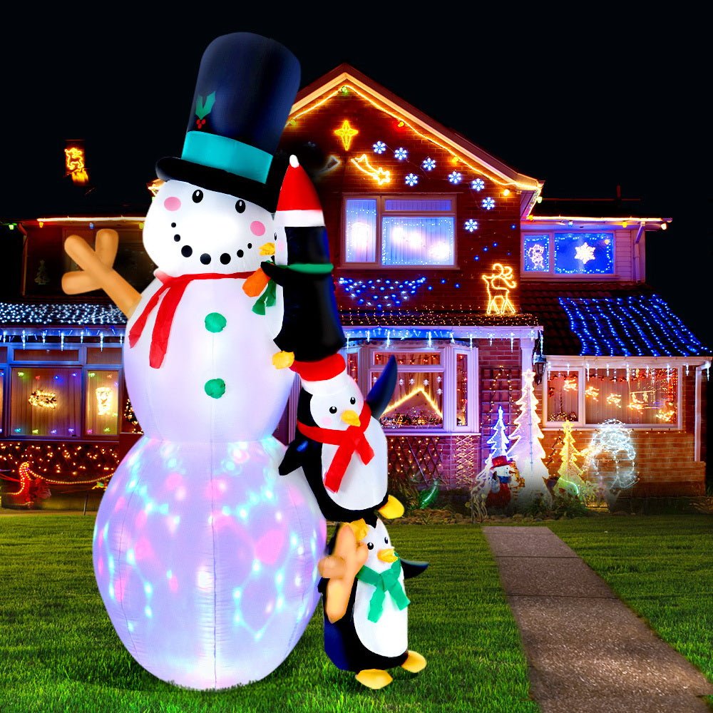 Jingle Jollys Christmas Inflatable Snowman 2.4M Illuminated Decorations - casaculinary