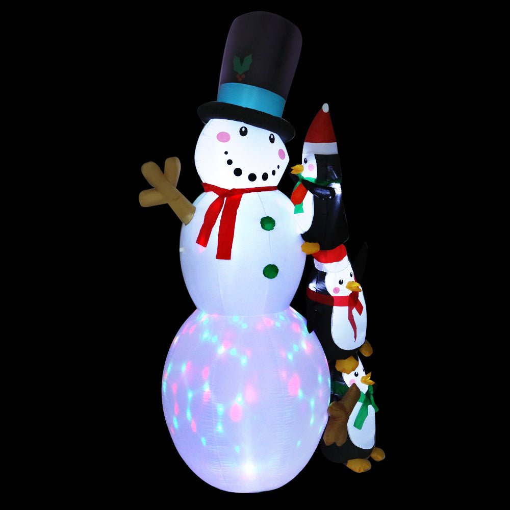 Jingle Jollys Christmas Inflatable Snowman 2.4M Illuminated Decorations - casaculinary