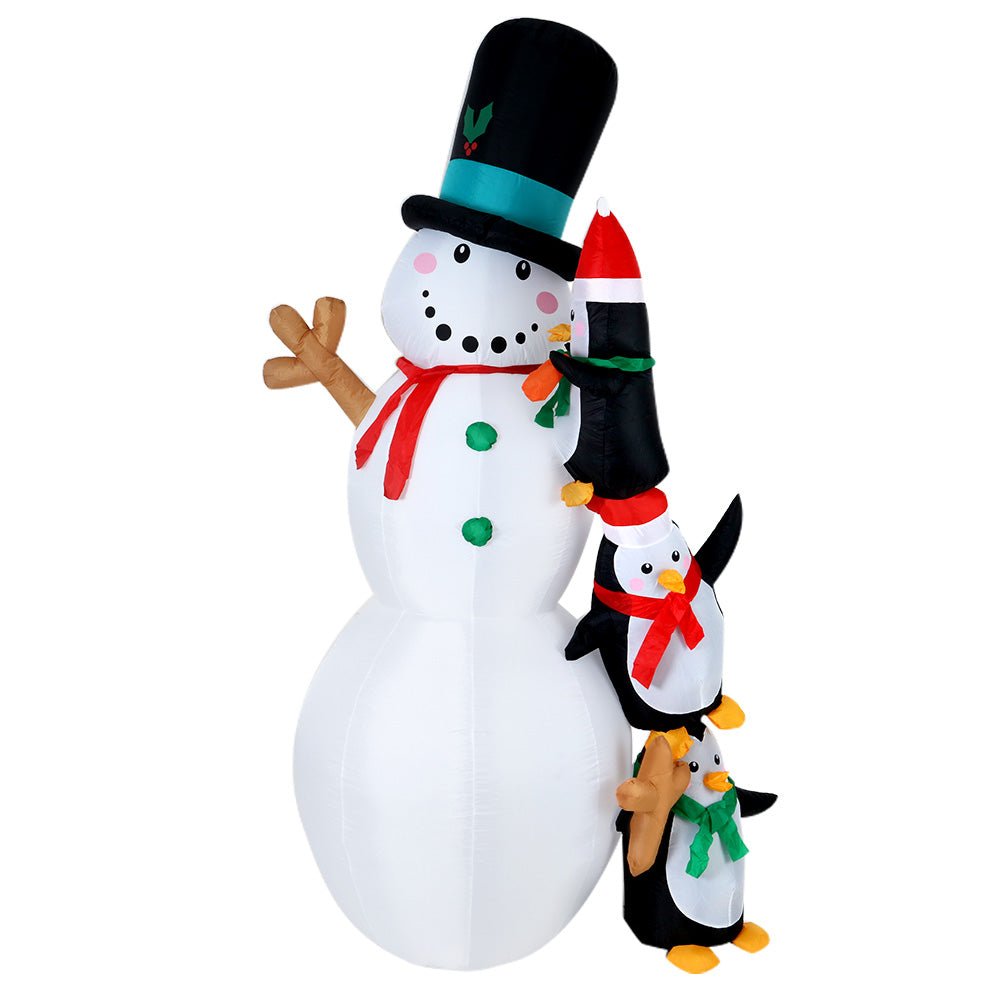 Jingle Jollys Christmas Inflatable Snowman 2.4M Illuminated Decorations - casaculinary