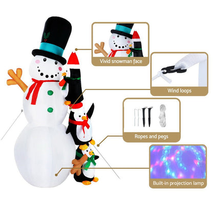 Jingle Jollys Christmas Inflatable Snowman 2.4M Illuminated Decorations - casaculinary