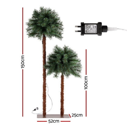 Jingle Jollys Christmas Tree 1.5+1m LED Xmas Palm Tree Party Decorations 2 in 1 - casaculinary