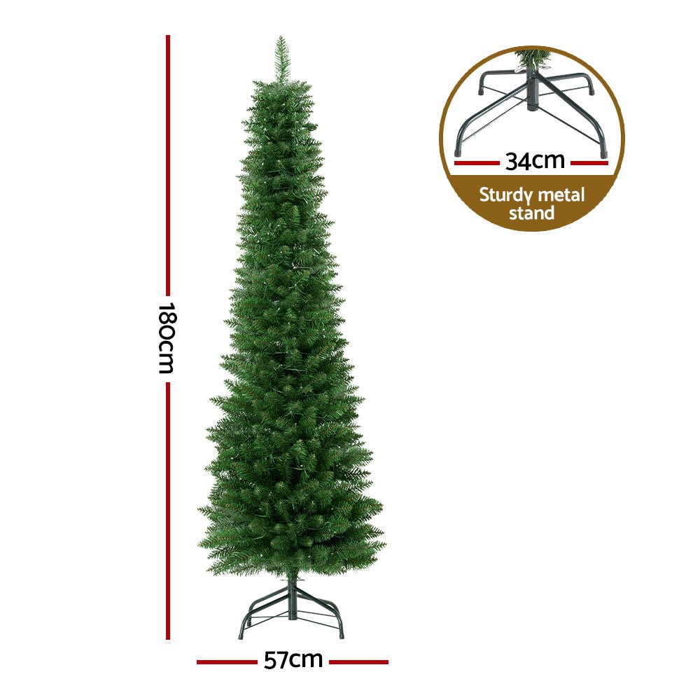 Jingle Jollys Christmas Tree 1.8m Pre - Lit 200 LED Lights Xmas Tree Decorations - casaculinary