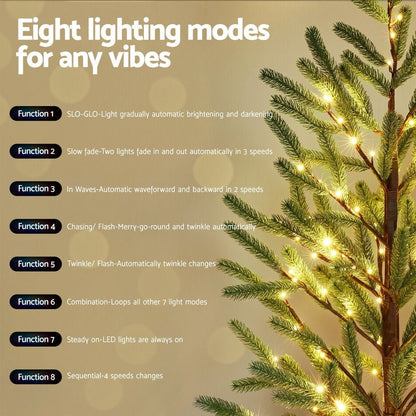 Jingle Jollys Christmas Tree 1.8M Pre - lit LED Xmas Tree 8 Modes Party Decoration - casaculinary