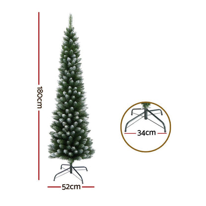 Jingle Jollys Christmas Tree 1.8m Xmas Tree Decorations Snowy 300 Tips - casaculinary