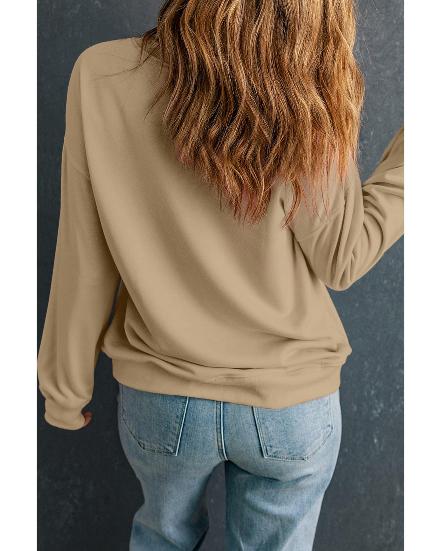 Khaki HOHOHO Santa Claus Drop Shoulder Christmas Sweatshirt - M - casaculinary