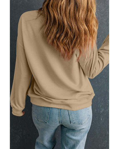 Khaki HOHOHO Santa Claus Drop Shoulder Christmas Sweatshirt - M - casaculinary