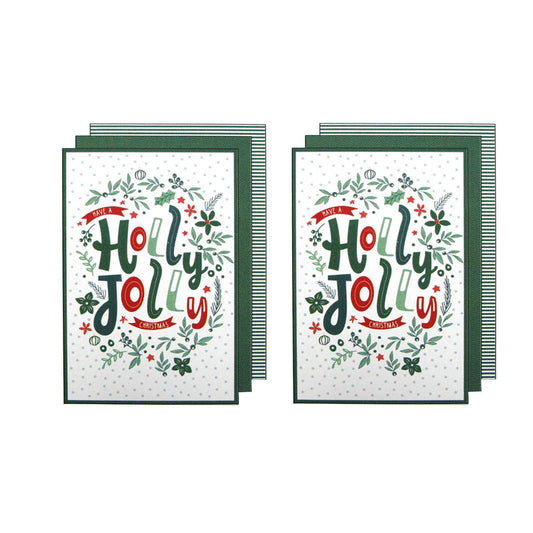 Ladelle Joyful Jolly Christmas Set of 6 Cotton Kitchen Towels Green 