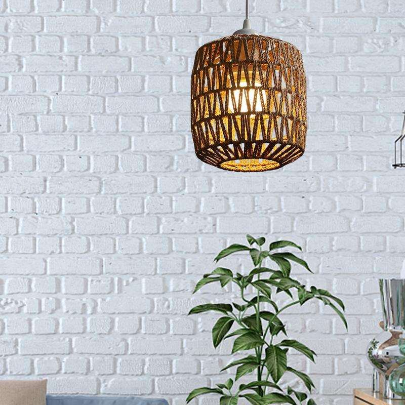 Lamp Shade Cover Light Woven Pendant Chandelier Rattan 