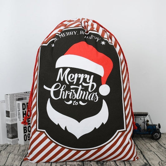 Large Christmas XMAS Hessian Santa Sack Stocking Bag Reindeer Children Gifts Bag, Red - Smile Santa - casaculinary