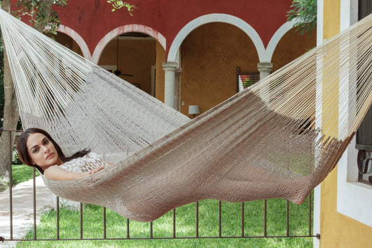 Mayan Legacy Queen Size Outdoor Cotton Dream Sands Hammock in Jardin Colour 