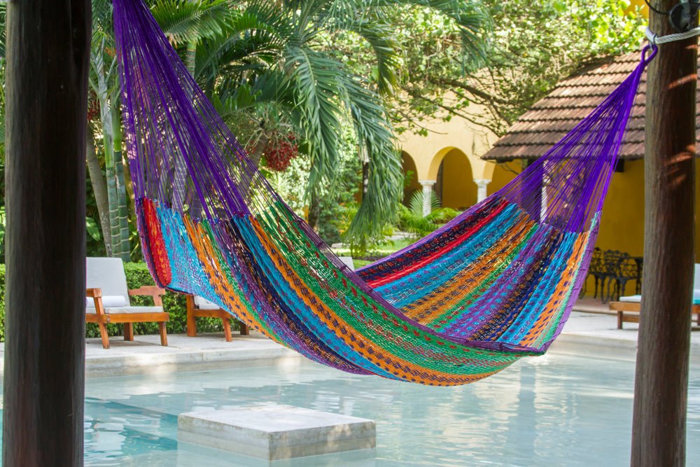 Mayan Legacy Queen Size Outdoor Cotton Mexican Hammock in Colorina Colour