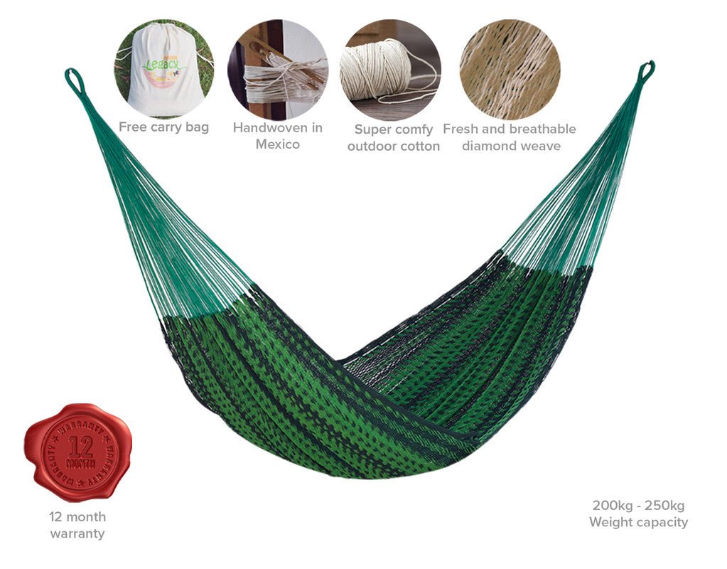 Mayan Legacy Queen Size Outdoor Cotton Mexican Hammock in Jardin Colour 