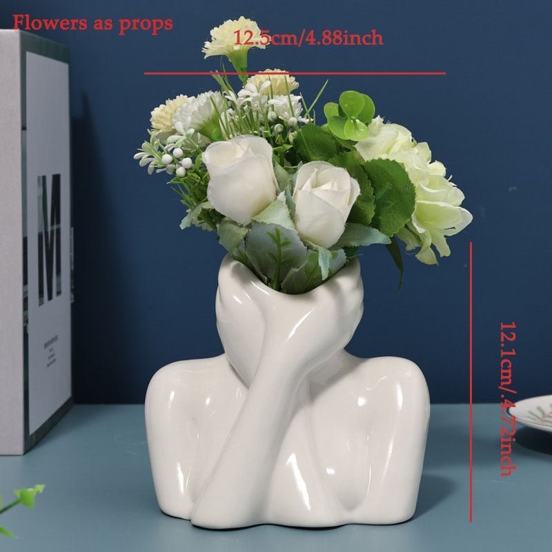 Nordic Ceramic Simulation Human Body Art Vase and Sculpture for Decor 