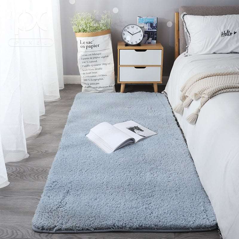 Nordic Fluffy Carpet For Bedroom & Anti - slip Soft Door Mat 