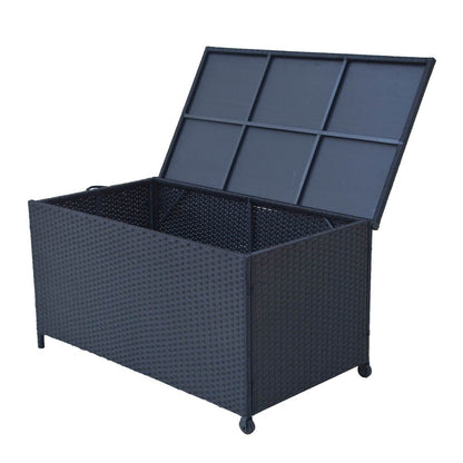 Outdoor PE Wicker Storage Box Garden 320L - Black 