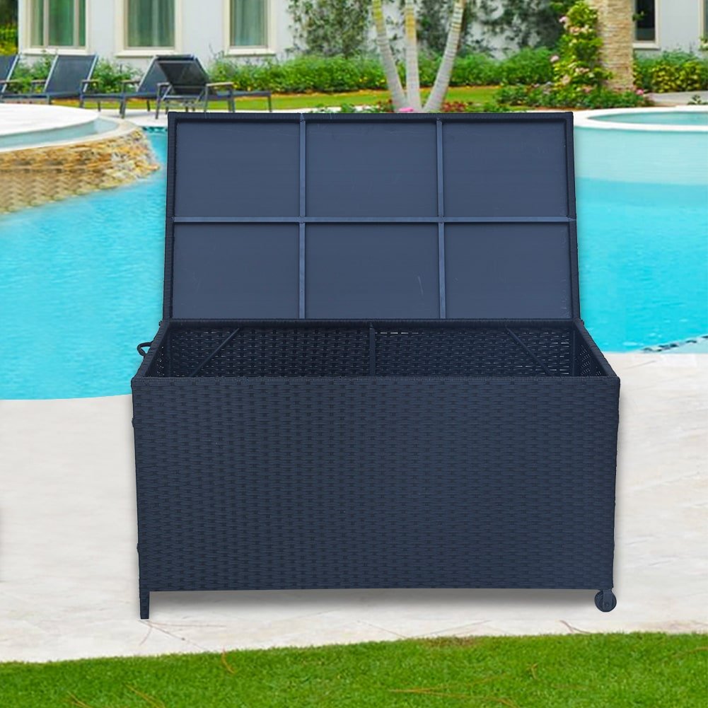 Outdoor PE Wicker Storage Box Garden 320L - Black 