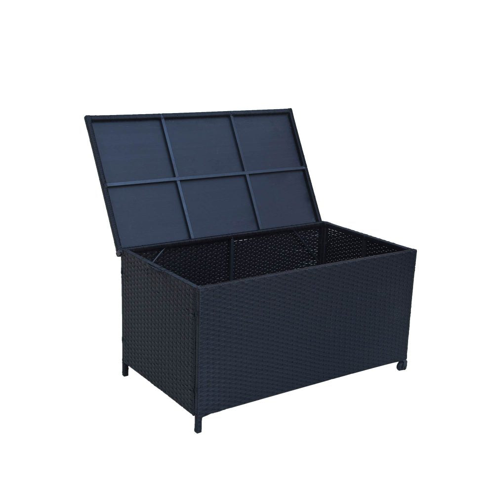 Outdoor PE Wicker Storage Box Garden 320L - Black 