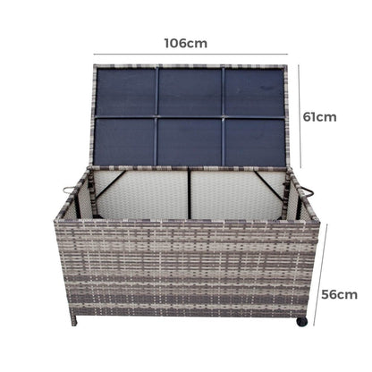 Outdoor PE Wicker Storage Box Garden 320L - Grey 