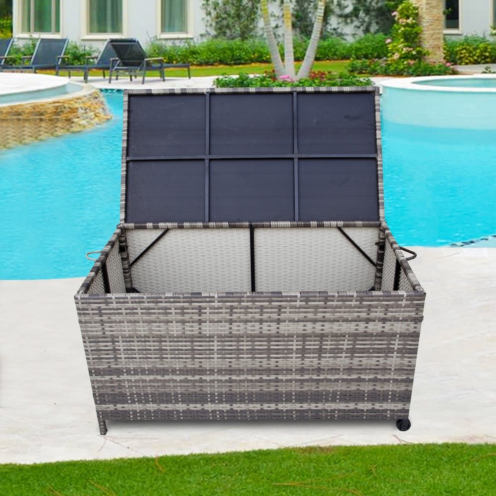 Outdoor PE Wicker Storage Box Garden 320L - Grey 