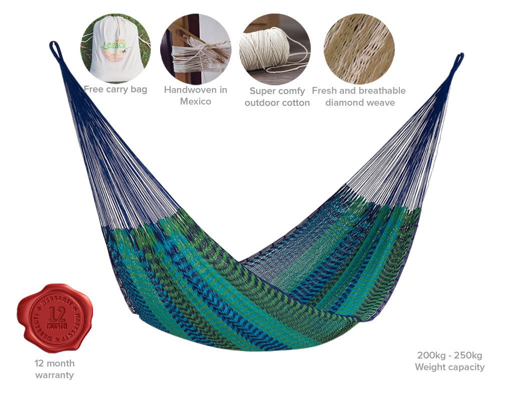 Outdoor undercover cotton Mayan Legacy hammock Family size Caribe 