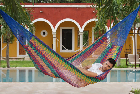 Outdoor undercover cotton Mayan Legacy hammock Family size Mexicana 