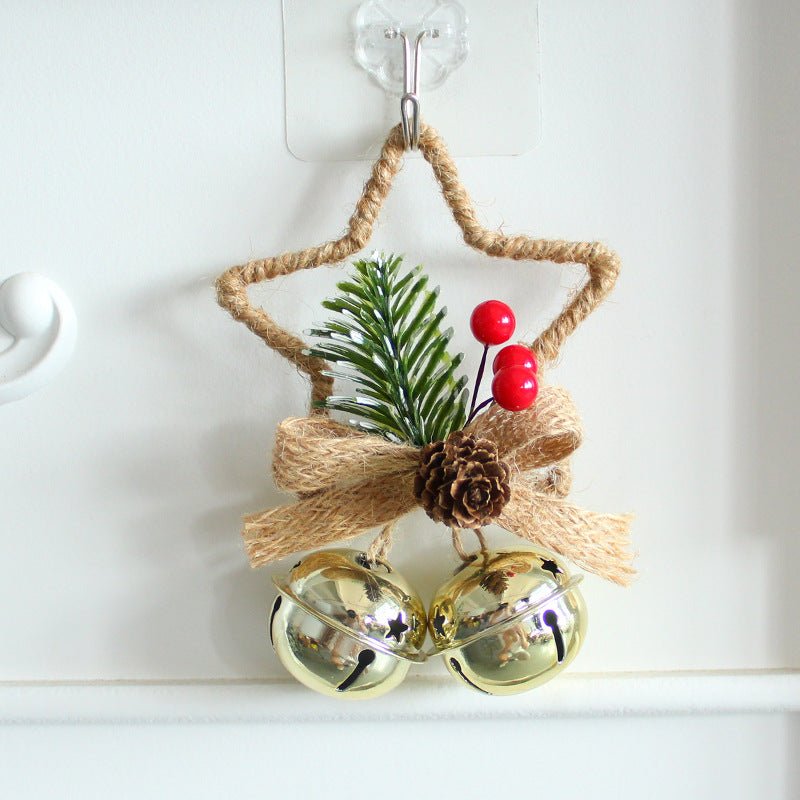 Rustic Christmas Star Ornament with Pinecone, Berries, and Bells - Holiday Home Decor (10 pieces) - casaculinary